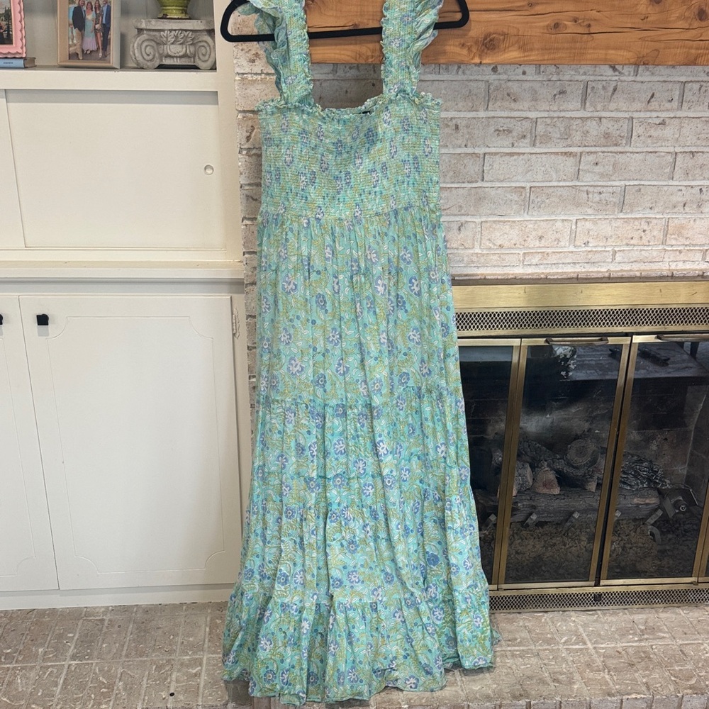 RIXO Floral Green Maxi Dress